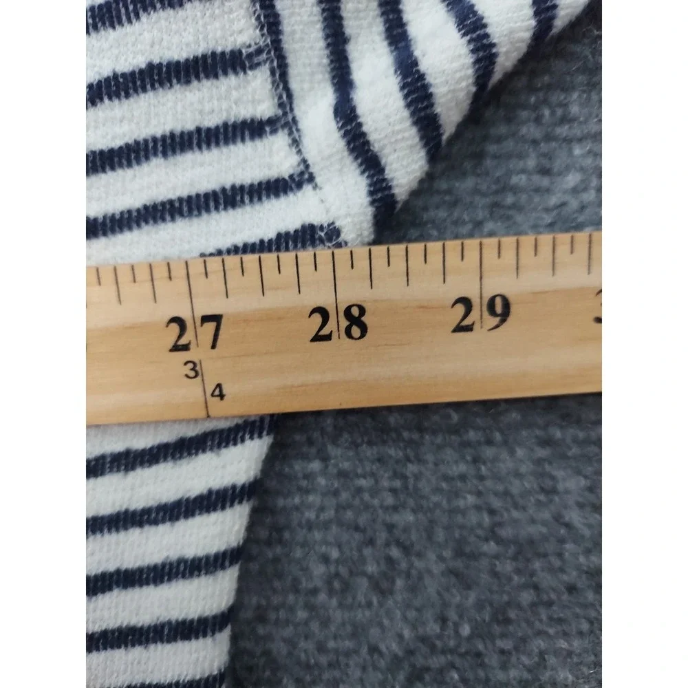 Aerie Sweater Women XL Blue White Striped Boxy Long Sleeve Rounded Neck Oversize - Picture 8 of 9